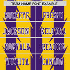 Custom Gold Purple Personalized Razr Stripe Graffiti Pattern Flag Football Jersey
