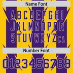 Custom Gold Purple Personalized Razr Stripe Graffiti Pattern Flag Football Jersey