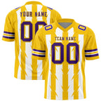 Custom White Gold Personalized Razr Stripe Graffiti Pattern Flag Football Jersey