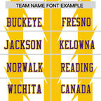Custom White Gold Personalized Razr Stripe Graffiti Pattern Flag Football Jersey
