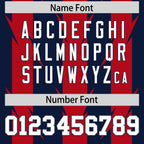 Custom Navy Red Personalized Razr Stripe Graffiti Pattern Flag Football Jersey