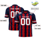 Custom Red Navy Personalized Razr Stripe Graffiti Pattern Flag Football Jersey