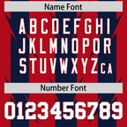 Custom Red Navy Personalized Razr Stripe Graffiti Pattern Flag Football Jersey