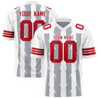 Custom Gray White Personalized Razr Stripe Graffiti Pattern Flag Football Jersey