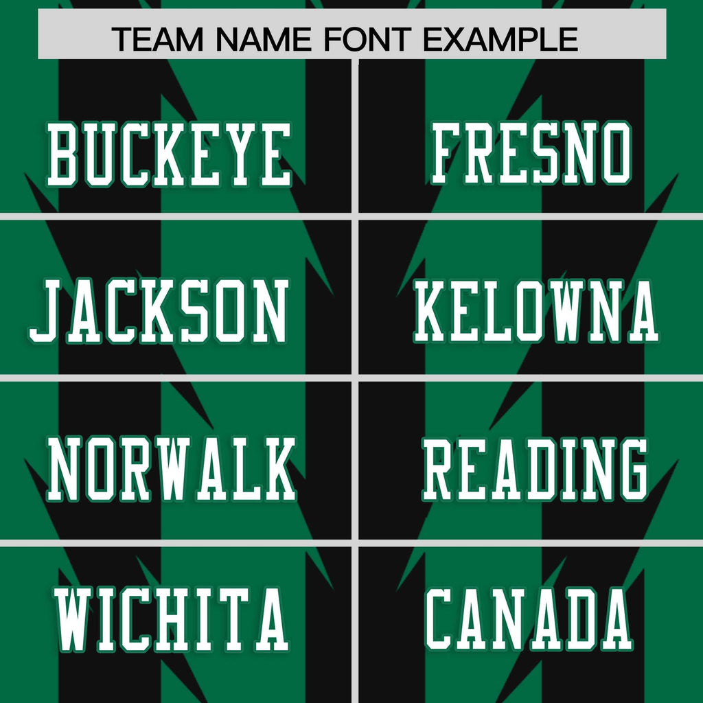 Custom Kelly Green Black Personalized Razr Stripe Graffiti Pattern Flag Football Jersey