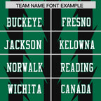 Custom Kelly Green Black Personalized Razr Stripe Graffiti Pattern Flag Football Jersey