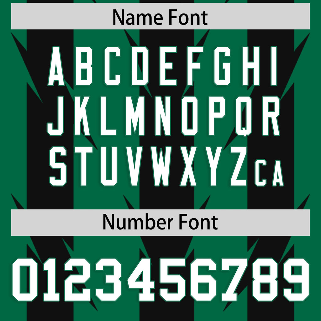 Custom Kelly Green Black Personalized Razr Stripe Graffiti Pattern Flag Football Jersey