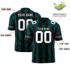 Custom Black Midnight Green Personalized Razr Stripe Graffiti Pattern Flag Football Jersey