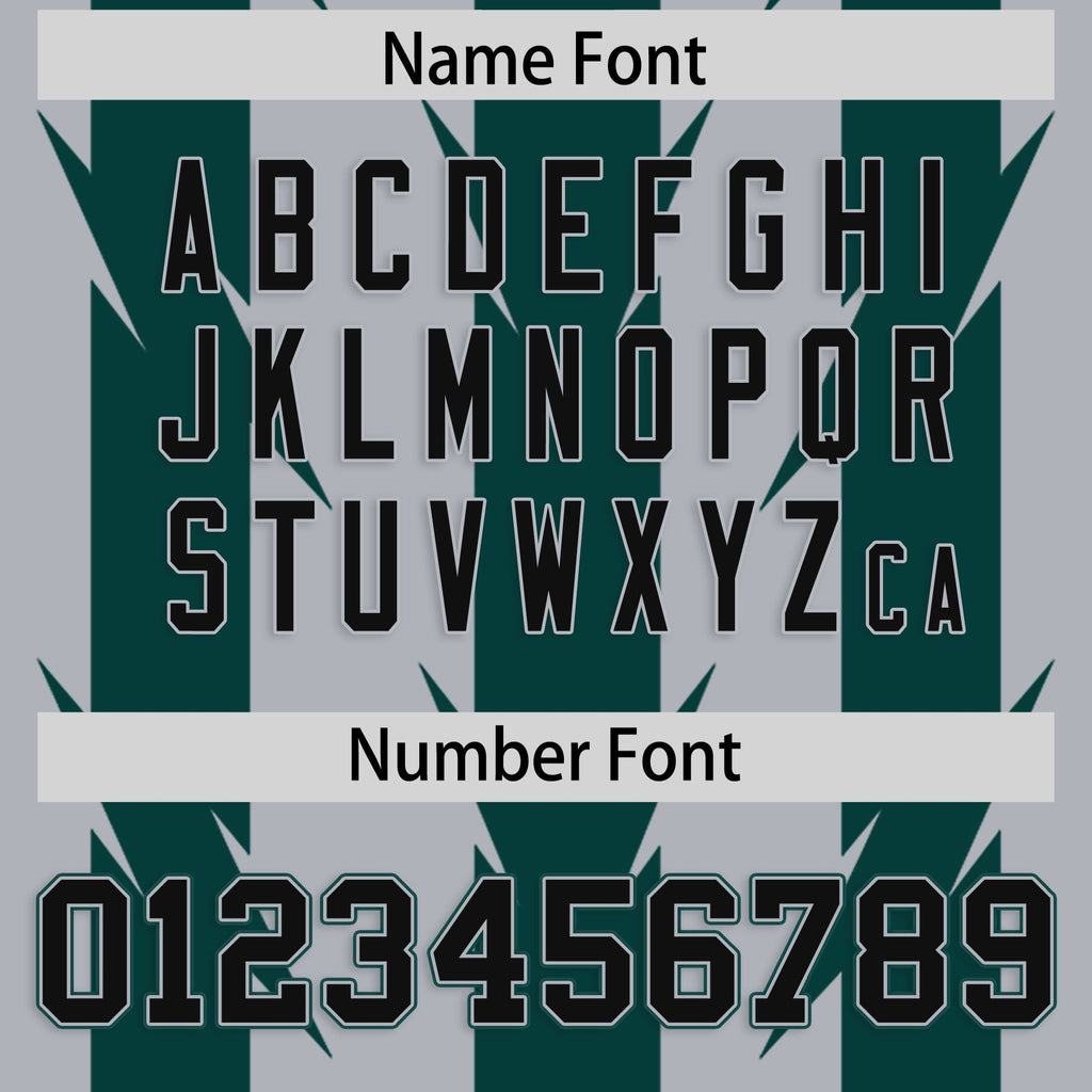 Custom Gray Midnight Green Personalized Razr Stripe Graffiti Pattern Flag Football Jersey