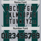 Custom Gray Midnight Green Personalized Razr Stripe Graffiti Pattern Flag Football Jersey