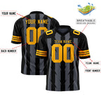 Custom Dark Gray Black Personalized Razr Stripe Graffiti Pattern Flag Football Jersey