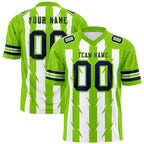 Custom White Neon Green Personalized Razr Stripe Graffiti Pattern Flag Football Jersey