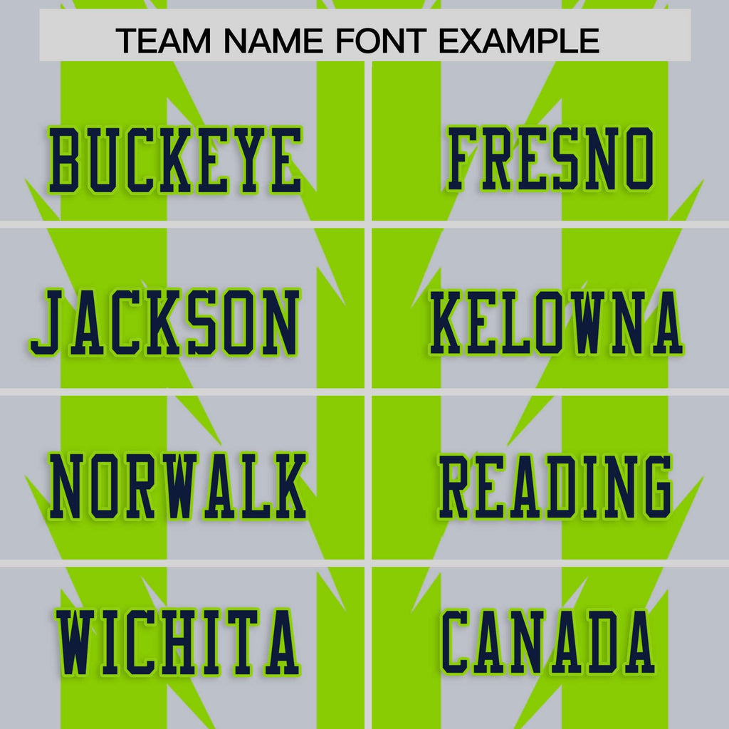 Custom Gray Neon Green Personalized Razr Stripe Graffiti Pattern Flag Football Jersey