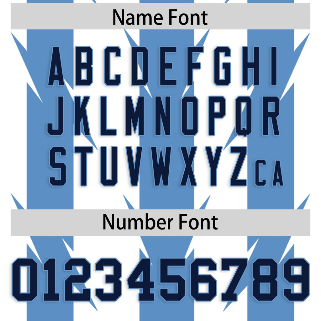 Custom White Light Blue Personalized Razr Stripe Graffiti Pattern Flag Football Jersey