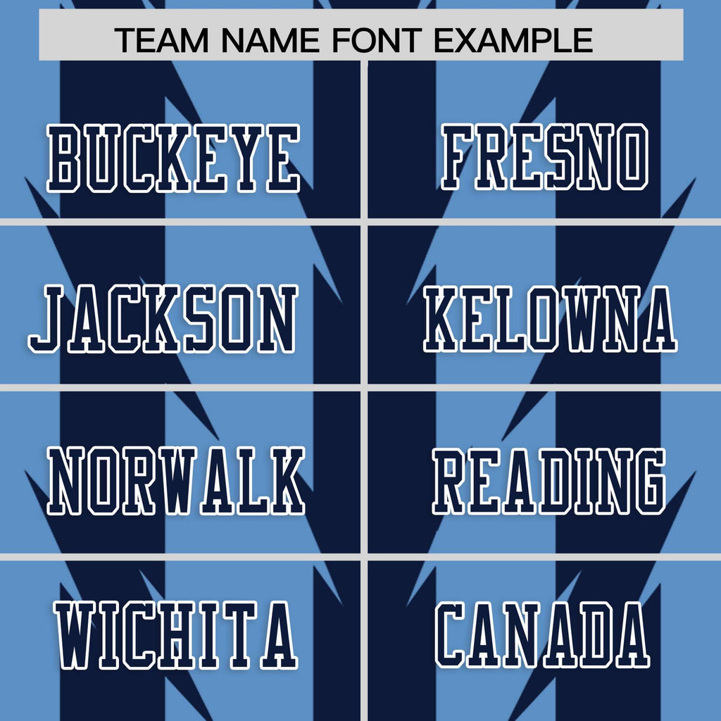 Custom Light Blue Navy Personalized Razr Stripe Graffiti Pattern Flag Football Jersey