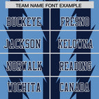 Custom Light Blue Navy Personalized Razr Stripe Graffiti Pattern Flag Football Jersey