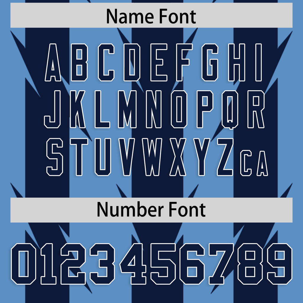 Custom Light Blue Navy Personalized Razr Stripe Graffiti Pattern Flag Football Jersey
