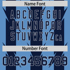 Custom Light Blue Navy Personalized Razr Stripe Graffiti Pattern Flag Football Jersey