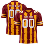 Custom Yellow Crimson Personalized Razr Stripe Graffiti Pattern Flag Football Jersey