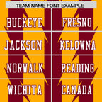 Custom Yellow Crimson Personalized Razr Stripe Graffiti Pattern Flag Football Jersey