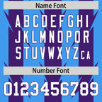 Custom Powder Blue Purple Personalized Razr Stripe Graffiti Pattern Flag Football Jersey