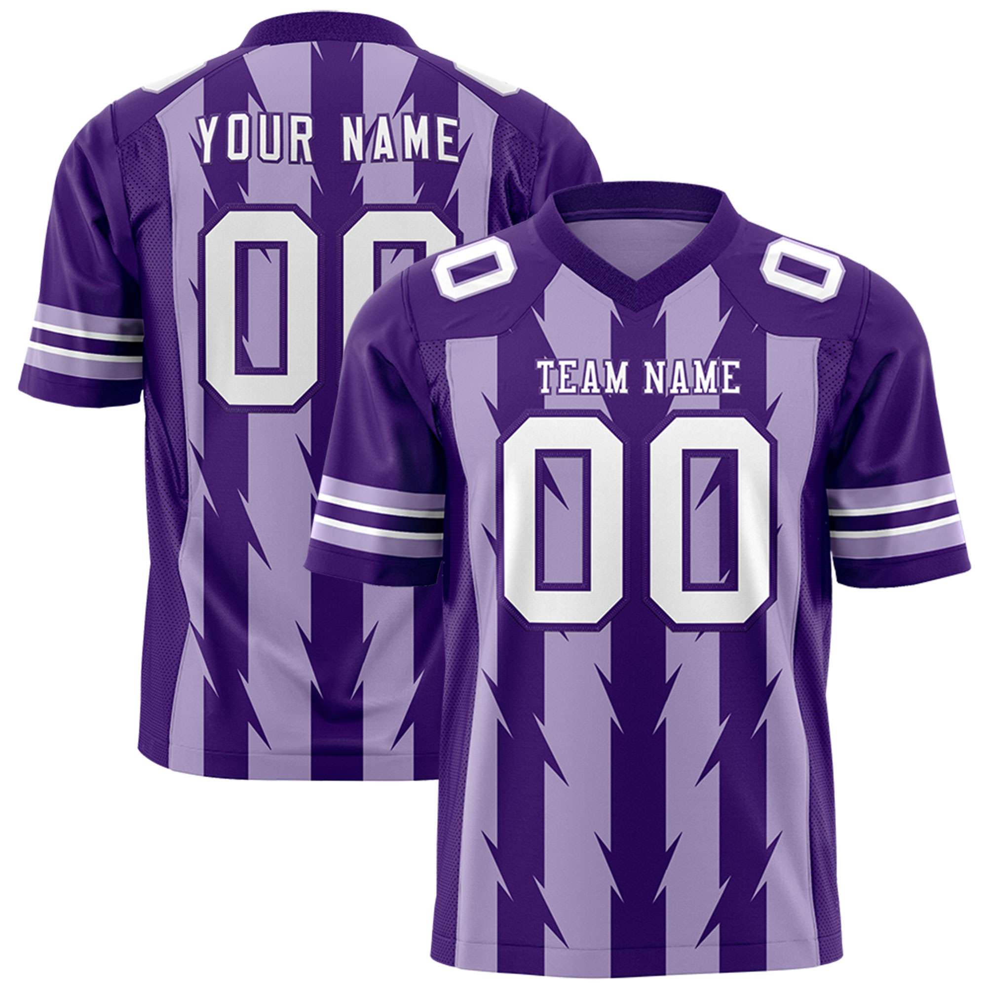 Custom Light Purple Purple Personalized Razr Stripe Graffiti Pattern Flag Football Jersey Main image