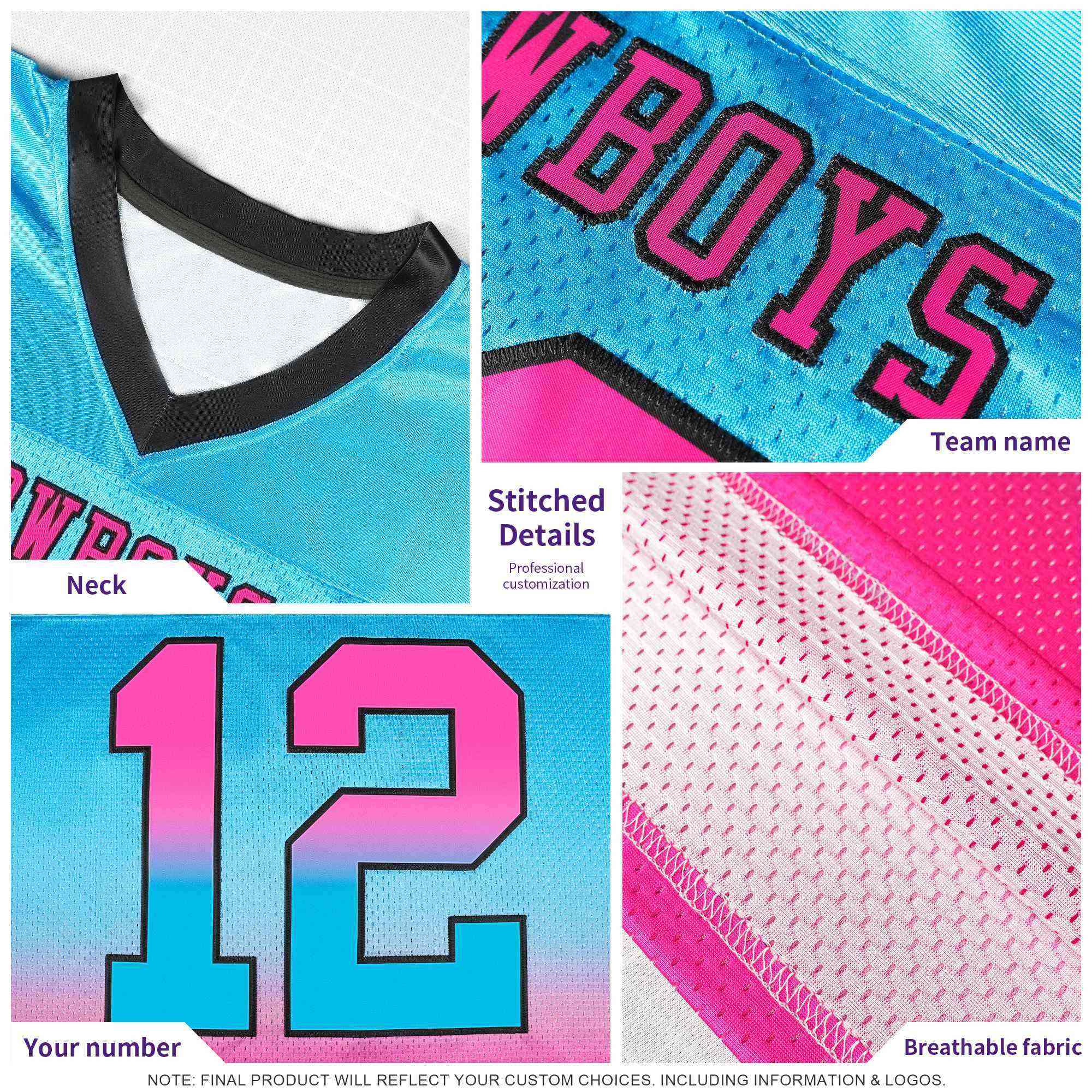 Custom Black Pink Gradient Fashion Outdoor Flag Football Jersey