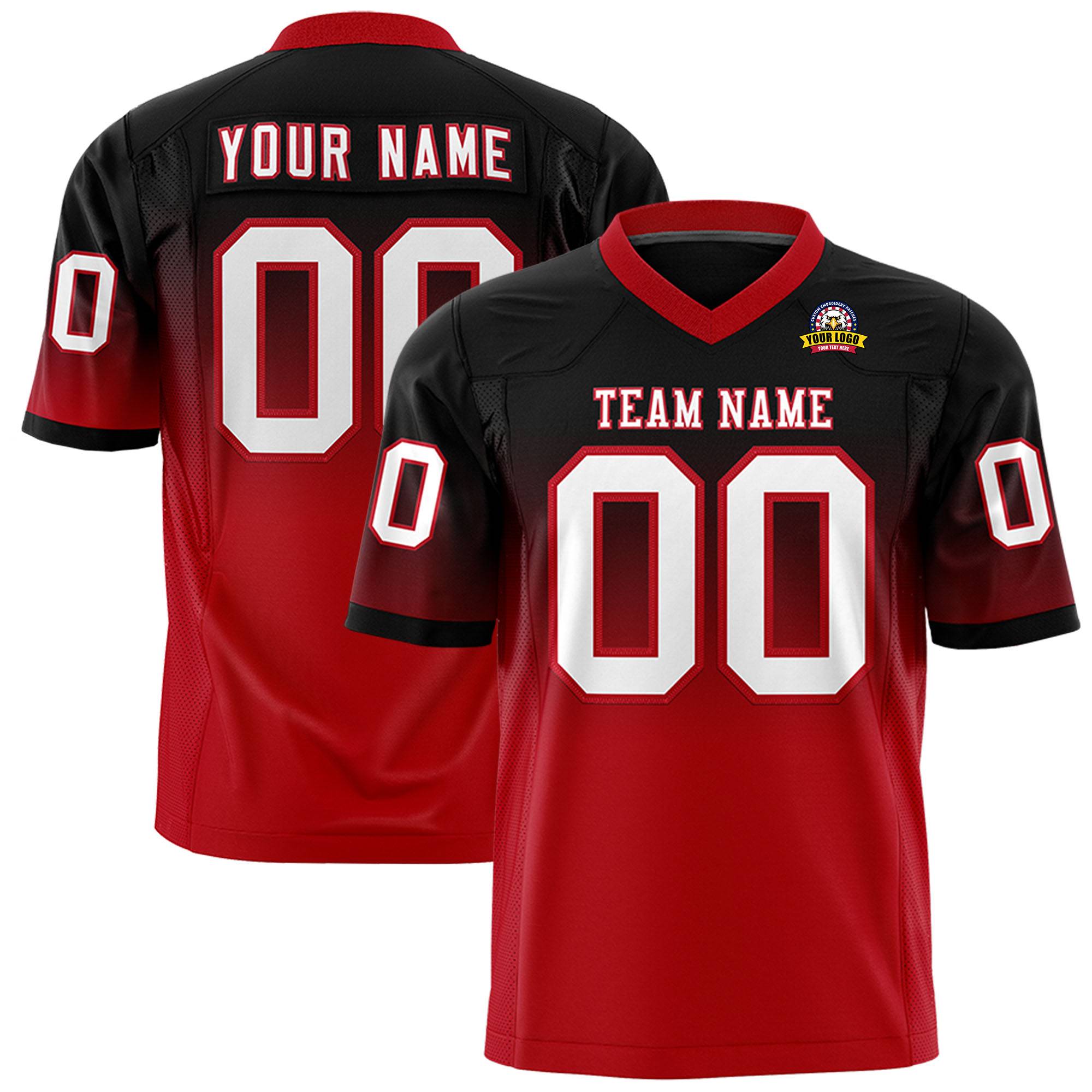 Custom Black Red Gradient Fashion Personalized Authentic Football Jersey Main image