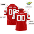 Custom Red White Personalized Shoulder Star Pattern Flag Football Jersey