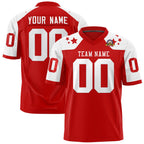 Custom Red White Personalized Shoulder Star Pattern Flag Football Jersey