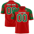 Custom Red Kelly Green Personalized Shoulder Star Pattern Flag Football Jersey