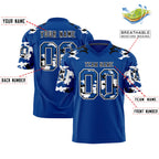 Custom Royal Black-White Personalized Camo Authentic Football Jersey