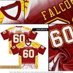 Custom White Purple and Gold Graffiti Pattern Flag Football Jerseys