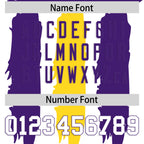 Custom White Purple and Gold Graffiti Pattern Flag Football Jerseys
