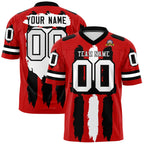 Custom Red Black and White Graffiti Pattern Flag Football Jerseys
