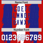 Custom Red Royal and White Graffiti Pattern Flag Football Jerseys