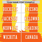 Custom Gold Orange and White Graffiti Pattern Flag Football Jerseys