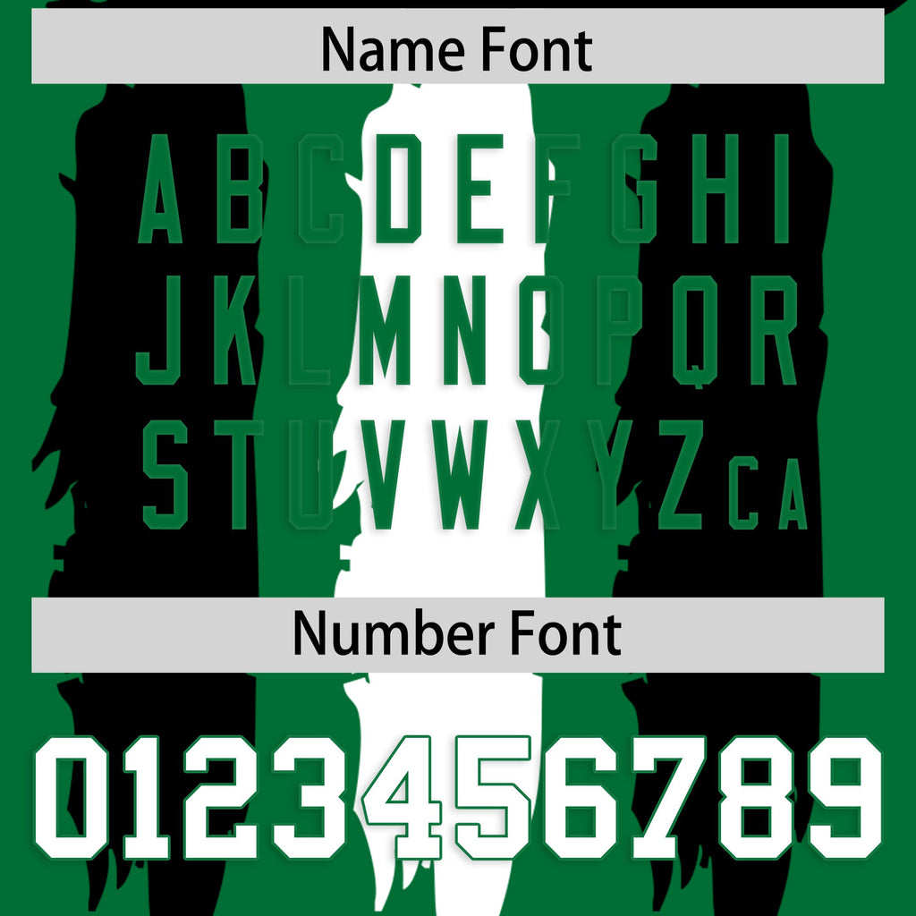 Custom Kelly Green Black and White Graffiti Pattern Flag Football Jerseys