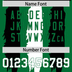 Custom Kelly Green Black and White Graffiti Pattern Flag Football Jerseys