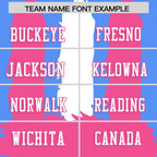 Custom Powder Blue Pink and White Graffiti Pattern Flag Football Jerseys