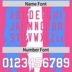 Custom Pink Powder Blue and White Graffiti Pattern Flag Football Jerseys