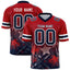 Custom Red Navy Personalized Star Gradient Flag Football Jersey