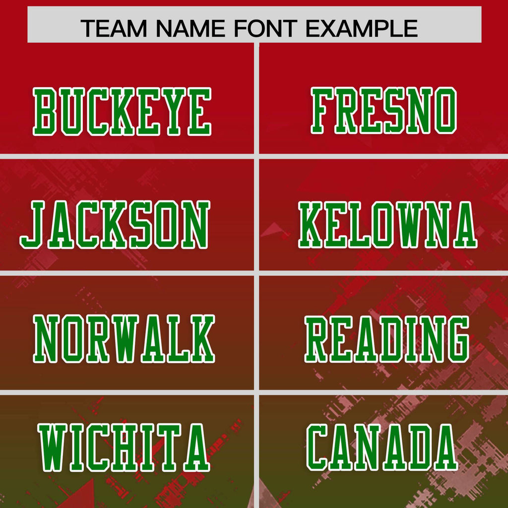 Custom Red Kelly Green Personalized Star Gradient Flag Football Jersey