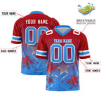 Custom Red Light Blue Personalized Star Gradient Flag Football Jersey