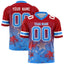 Custom Red Light Blue Personalized Star Gradient Flag Football Jersey