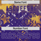 Custom Gold Purple Personalized Star Gradient Flag Football Jersey