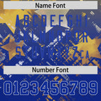 Custom Gold Royal Personalized Star Gradient Flag Football Jersey