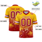 Custom Gold Red Personalized Star Gradient Flag Football Jersey