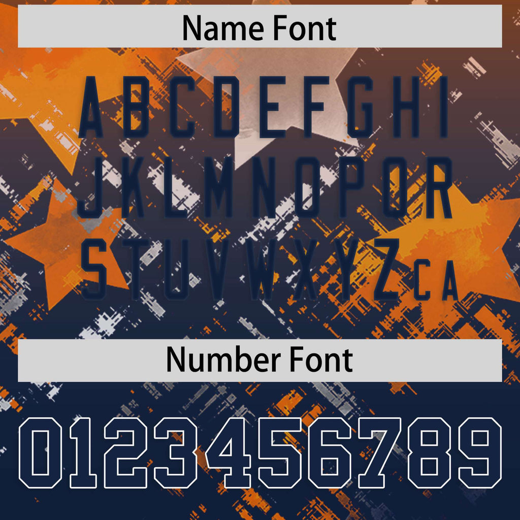Custom Orange Navy Personalized Star Gradient Flag Football Jersey