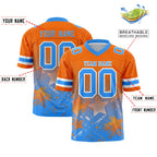 Custom Orange Light Blue Personalized Star Gradient Flag Football Jersey